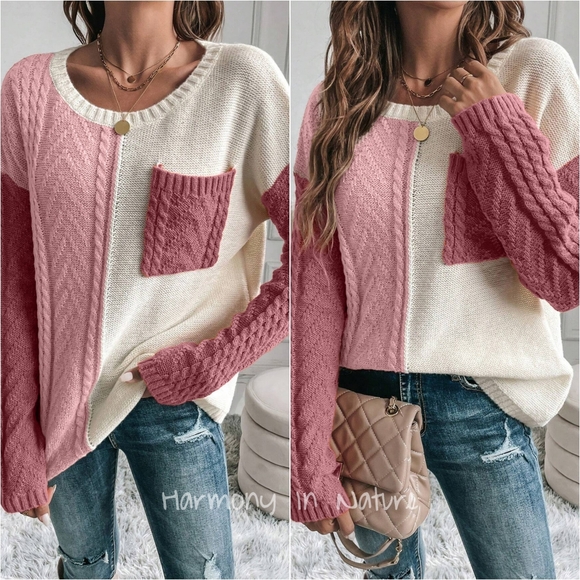 Mariana Blocked Sweater - Pink - Picture 1 of 6